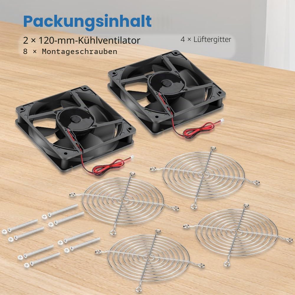 GDSTIME 2 Stück Lüfter Wasserdicht 12V 120mm Lüfter IP68 Dual Kugellager | ip68 lüfter 12v 120mm Lüfter Wasserdicht hoher Luftstrom