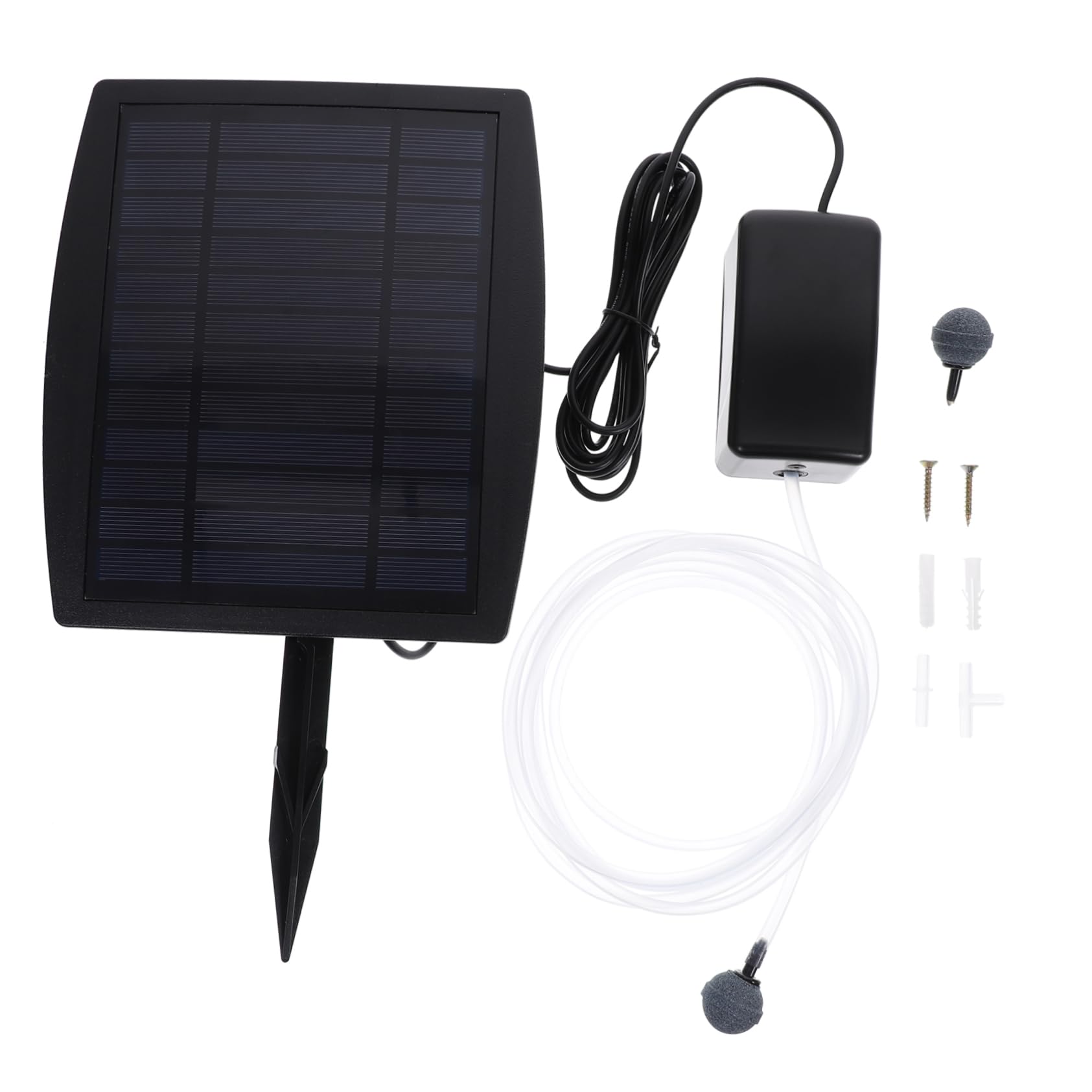 Solarbetriebene Aquarium Luftpumpe Bsv-ap005 für Fischbecken | 3, 7v 1800mah, 1l/min Fördermenge, Kunststoffgehäuse, 50 Db, Rund 22 Stunden Laufzeit Zufällige Farbe