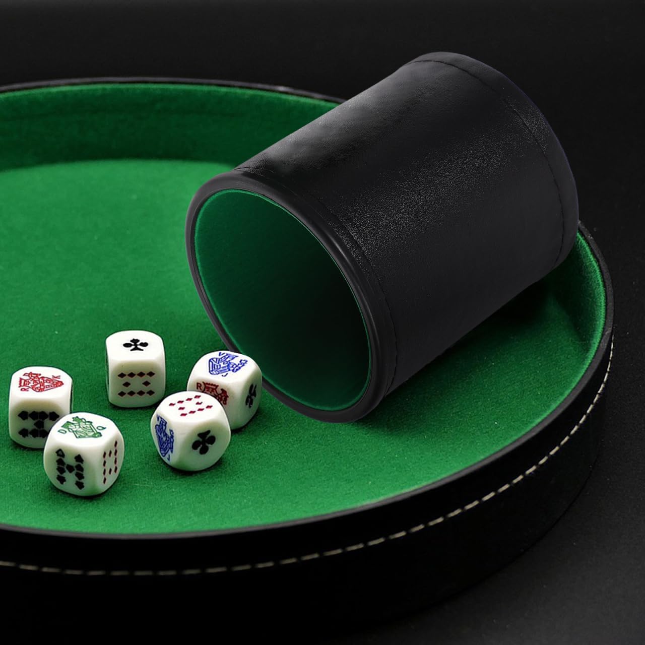 Hemoton Silent Dice Cup with Lid Felt Lined Compact Dice Shaker for Game Night Party Entertainment 3.93X3.54X3.54 Inch