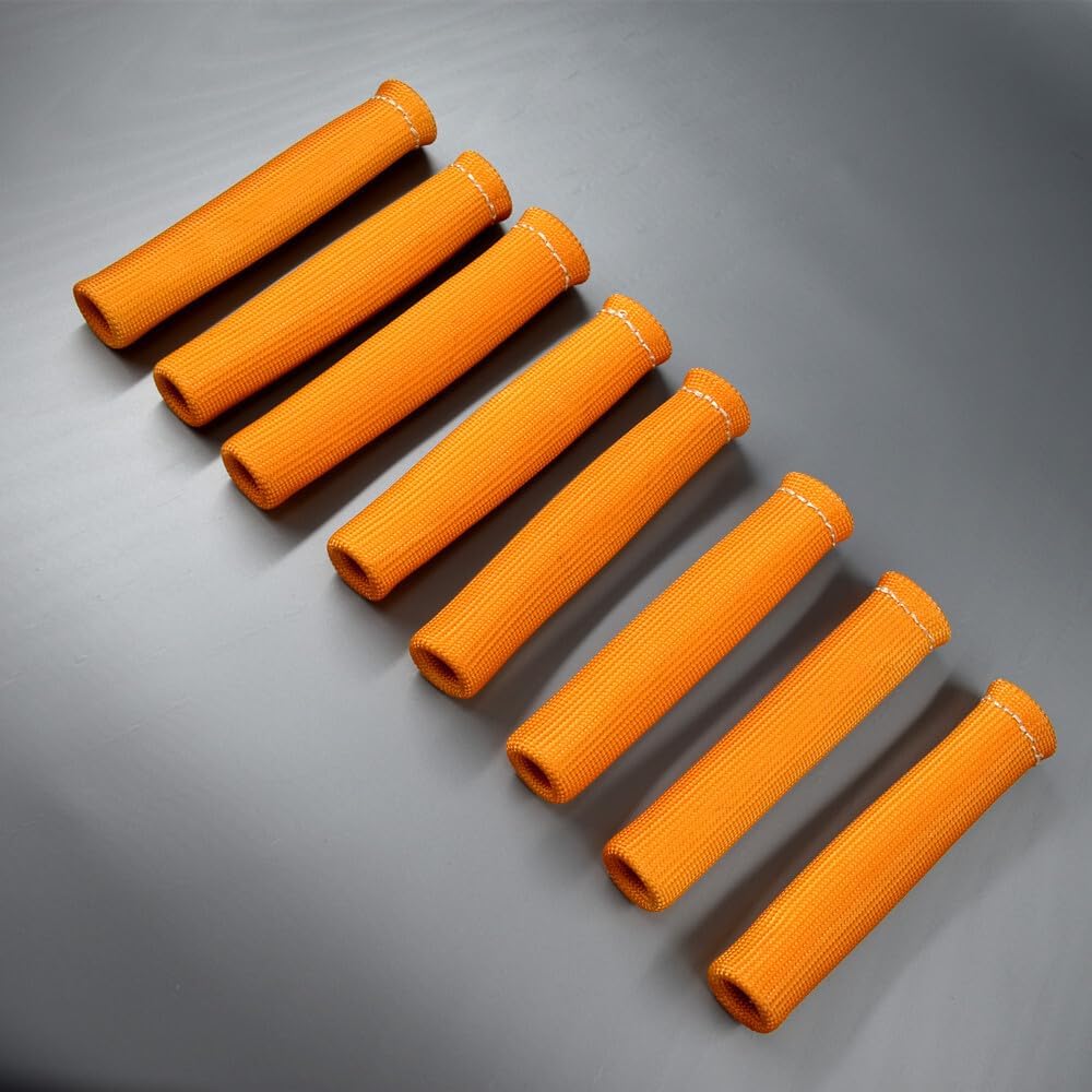 8PCS Orange Spark Plug Wire Protector Sleeve Heat Shield CoverOEM Genuine Replacement