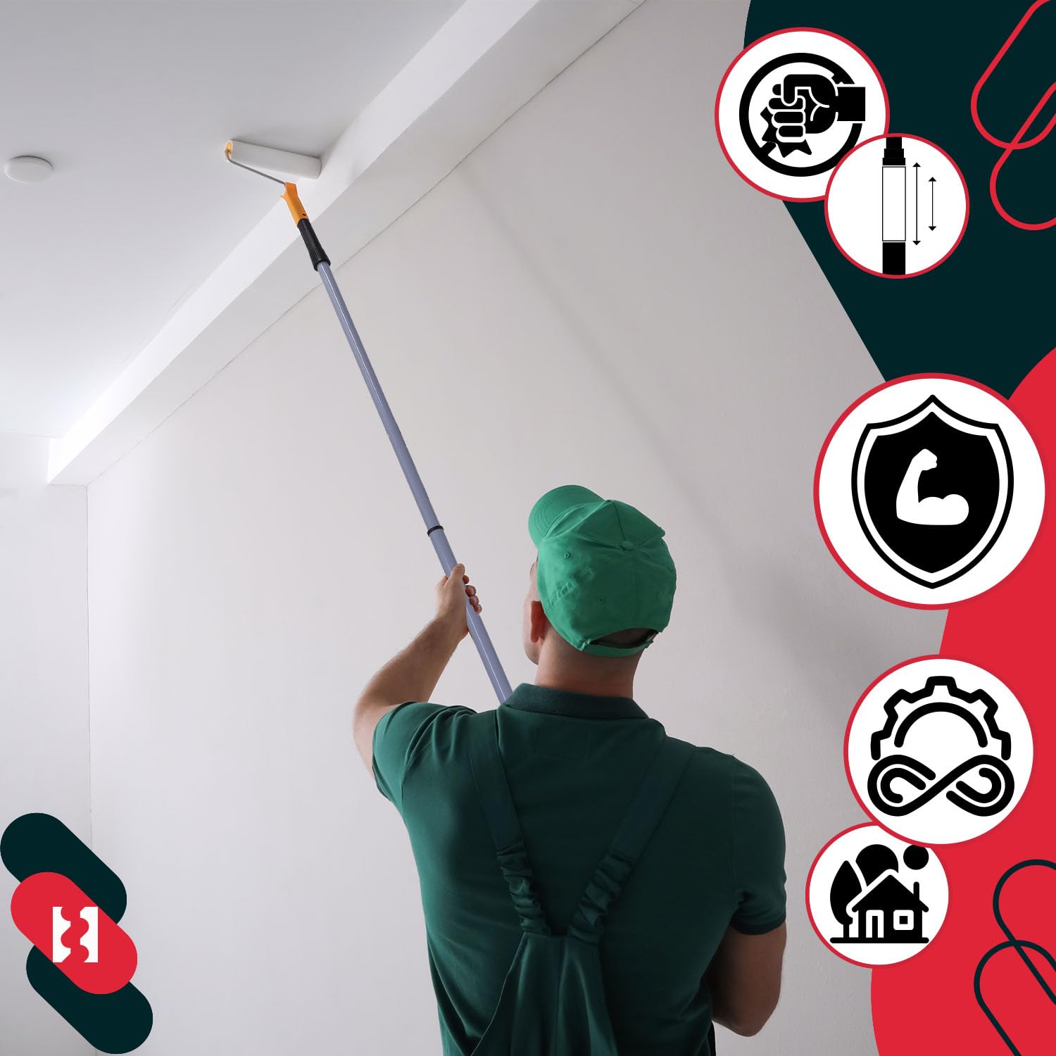 KOTARBAU® Palo Mango telescópico de Acero, Palo Extensible de 150 a 300 cm, Mango para Rodillo de Pintura, Barra telescópica, Amarillo