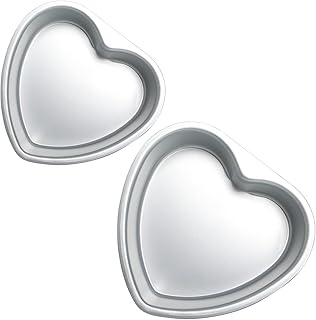 Heart Shaped Cake Pan 6 Inch Aluminum Cake Pans Heart Cake Mold Baking Cake Tin for Valentine's Weddings Birthday Party (...