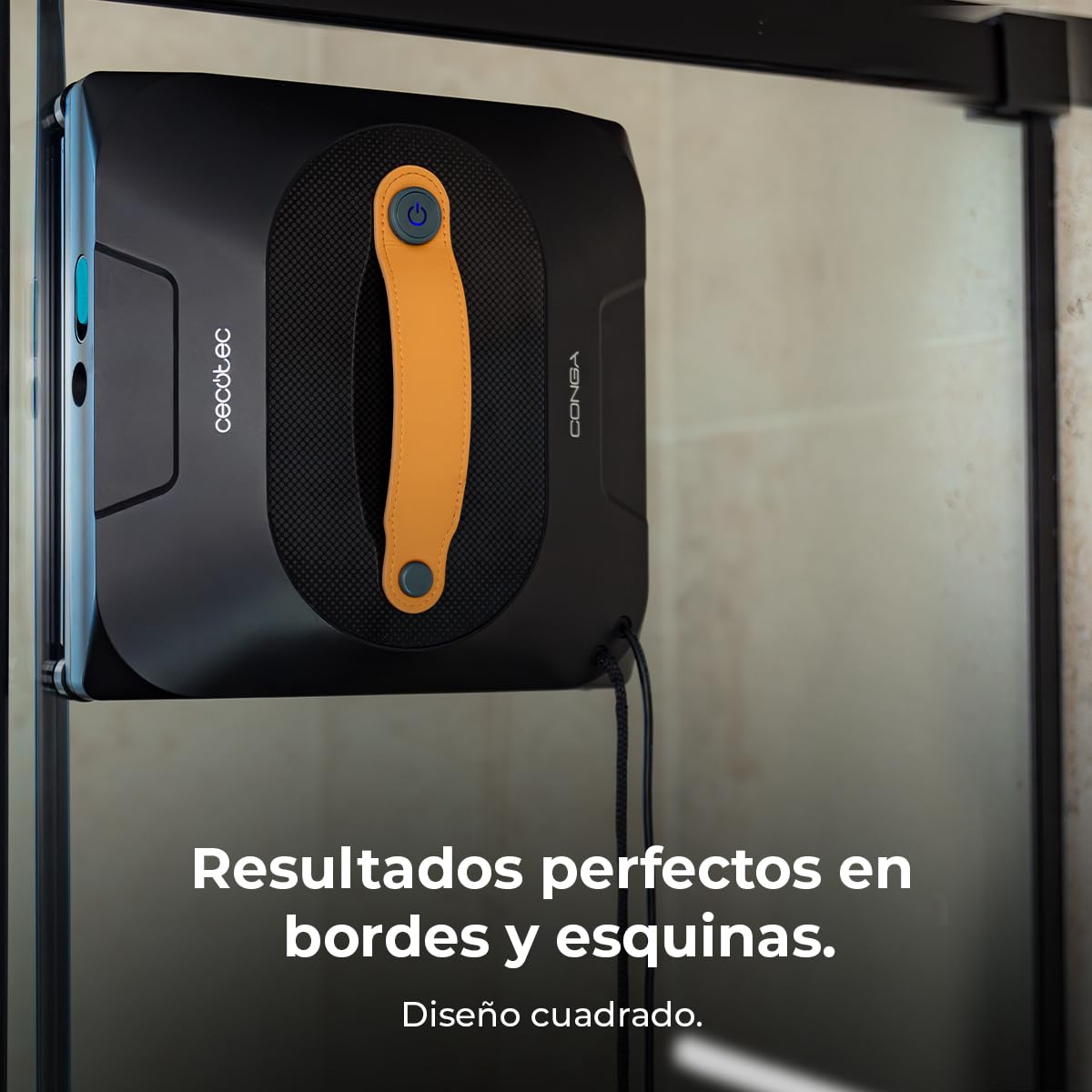 Cecotec Robot Limpiacristales con App y Mando Conga Windroid 1390 Double Spray Connected. 3 en 1, Pulveriza, Limpia y Seca, Doble Spray, 8 Modos, Radio Acción 7,5m, Cuerda de Seguridad, Kit Limpieza