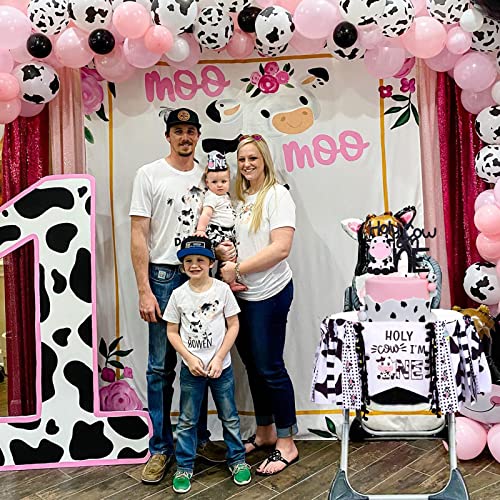 Joymemo F-PA-6919 Cow 1St Birthday Decorations Boy Girl, Holy Cow Im One High Chair Banner Cake Topper With Crown, Cow First Birthday Decor, Farm Animal Cow Print Birthday Party Supplies thumb #3