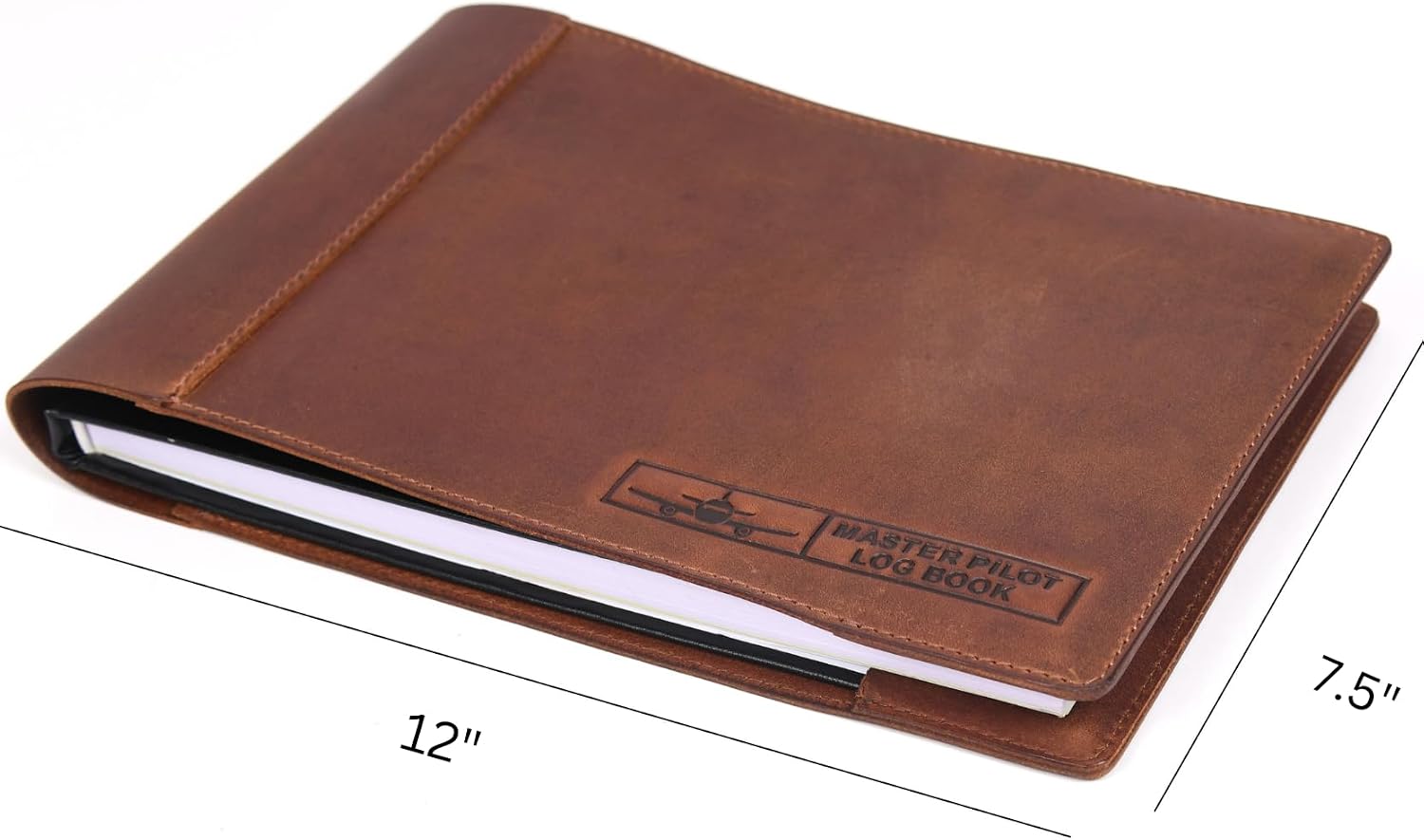 Tolredo Canadian Master Pilot Log Book TL-SP-05 Flight Standard Top Grain Cowhide Leather Refillable Bleedproof 278 Pages Aviation Logbook for FAA ICAO, JAA, CAA, and CASA Documentation (12" x 7.5")