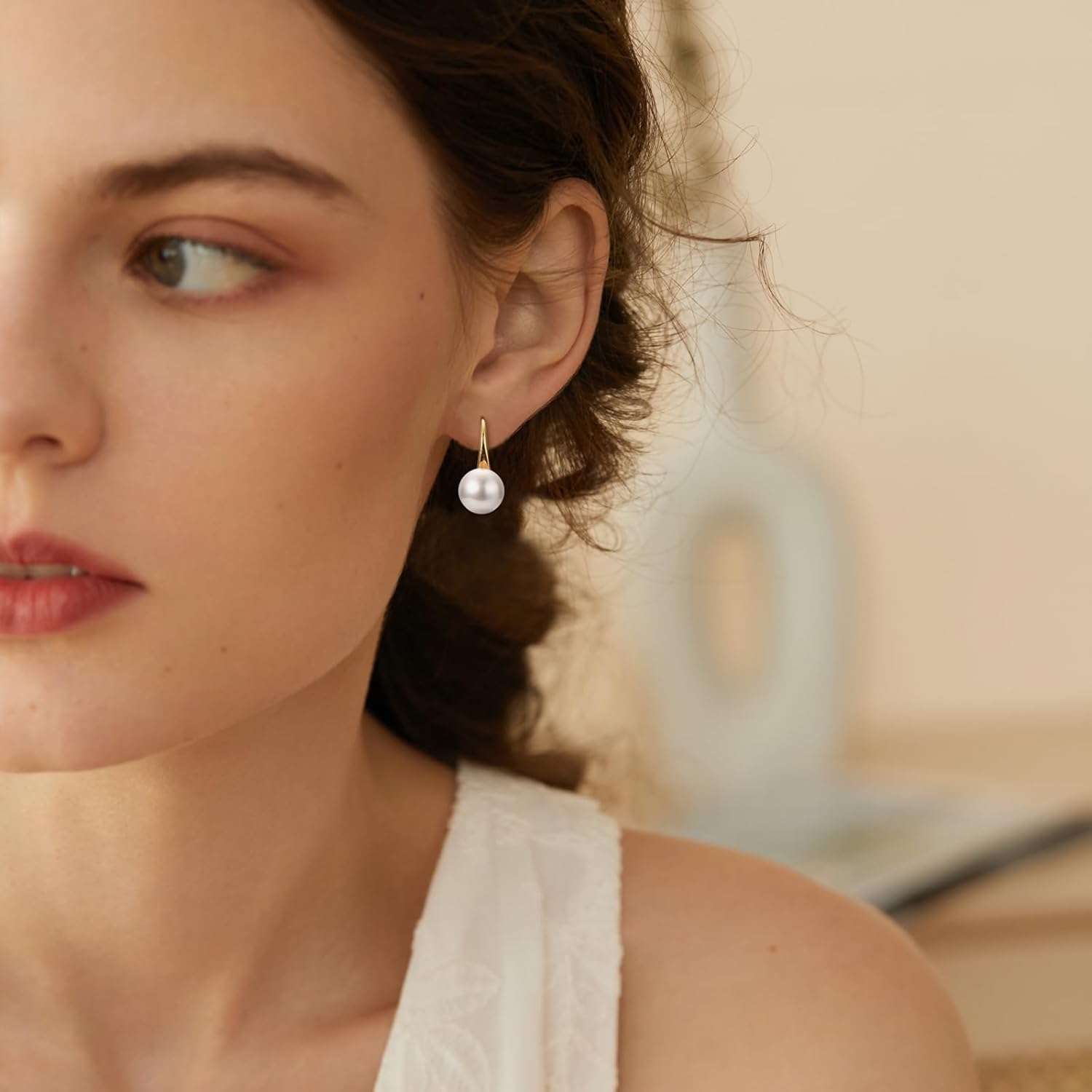 Freshwater Pearl Drop Earrings for Women, 925 Sterling Silver Infinity Pearl Drop Earrings Jewelry Gifts for Bride Wife Mom - Image 6