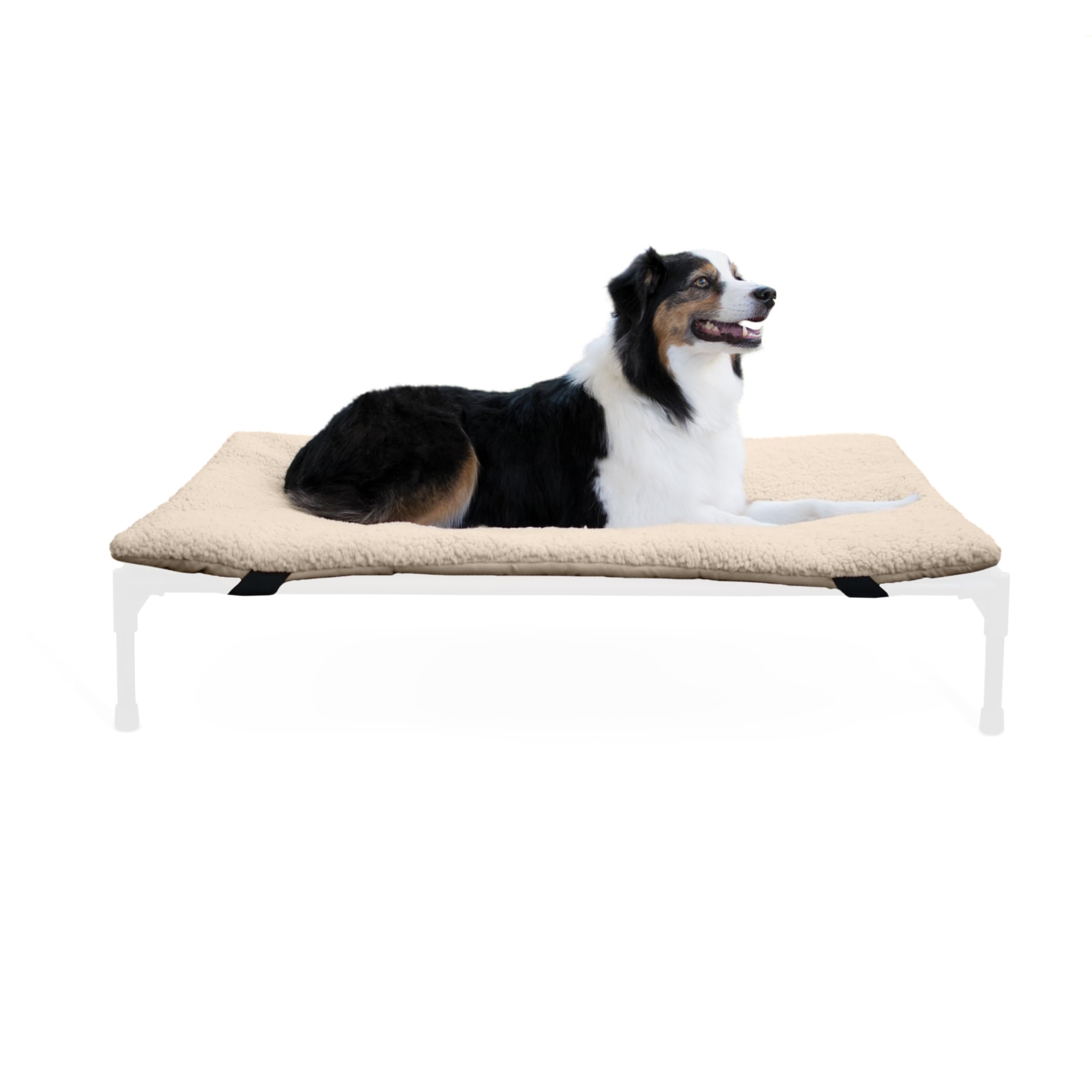 K&H Pet Products Original Dog Cot Microfleece Pad for Outdoor Raised Dog Bed - Portable, Washable, Tan Fleece (Cot Sold Separately) - Large 42.0"L x 30.0"W x 2.0"Th