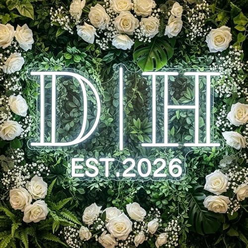 Custom Name Neon Sign, Customizable LED Initials Minimalist Wedding Sign, Couple Initials with Est Year, Personalized Light Up Sign for Wedding Backdrop Decoration Engagement Party