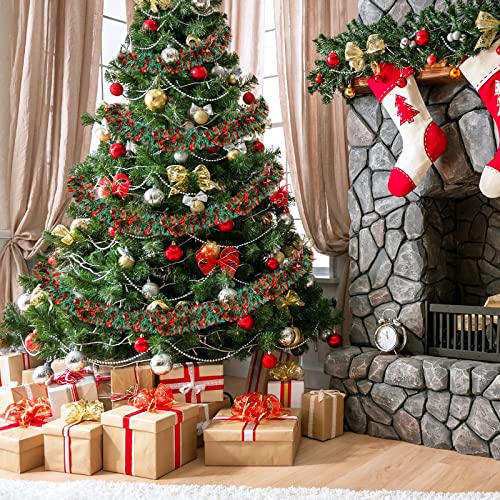 Dingion 59 Feet Christmas Tinsel Garland Metallic Twist Garland Shiny Hanging Garland Ornaments For Christmas Tree Party Supplies Indoor And Outdoor Decoration (Red Green) #TOP4