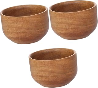 Ipetboom 3piezas Tazón De Madera Para Afeitar Recipiente Para Jabón De Afeitar Herramienta Útil Para Baño Color Marrón Para Hombres
