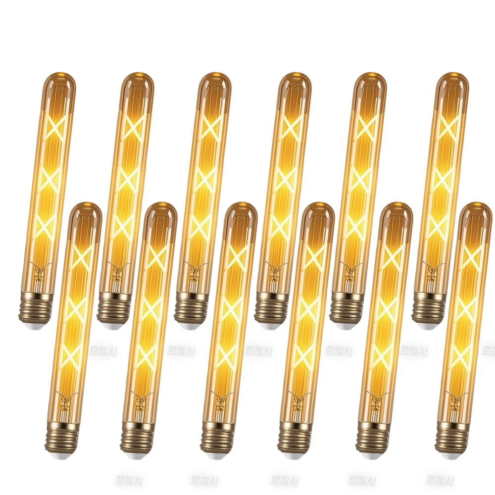 12 Stück Edison Vintage Glühbirne E27, E27 LED Vintage Nicht Dimmbar 6W T30 Retro Glühbirne E27 LED Warmweiss 2700K,Glühbirne E27 Vintage Ideal für Nostalgie und Retro Beleuchtung - Bernstein Glas