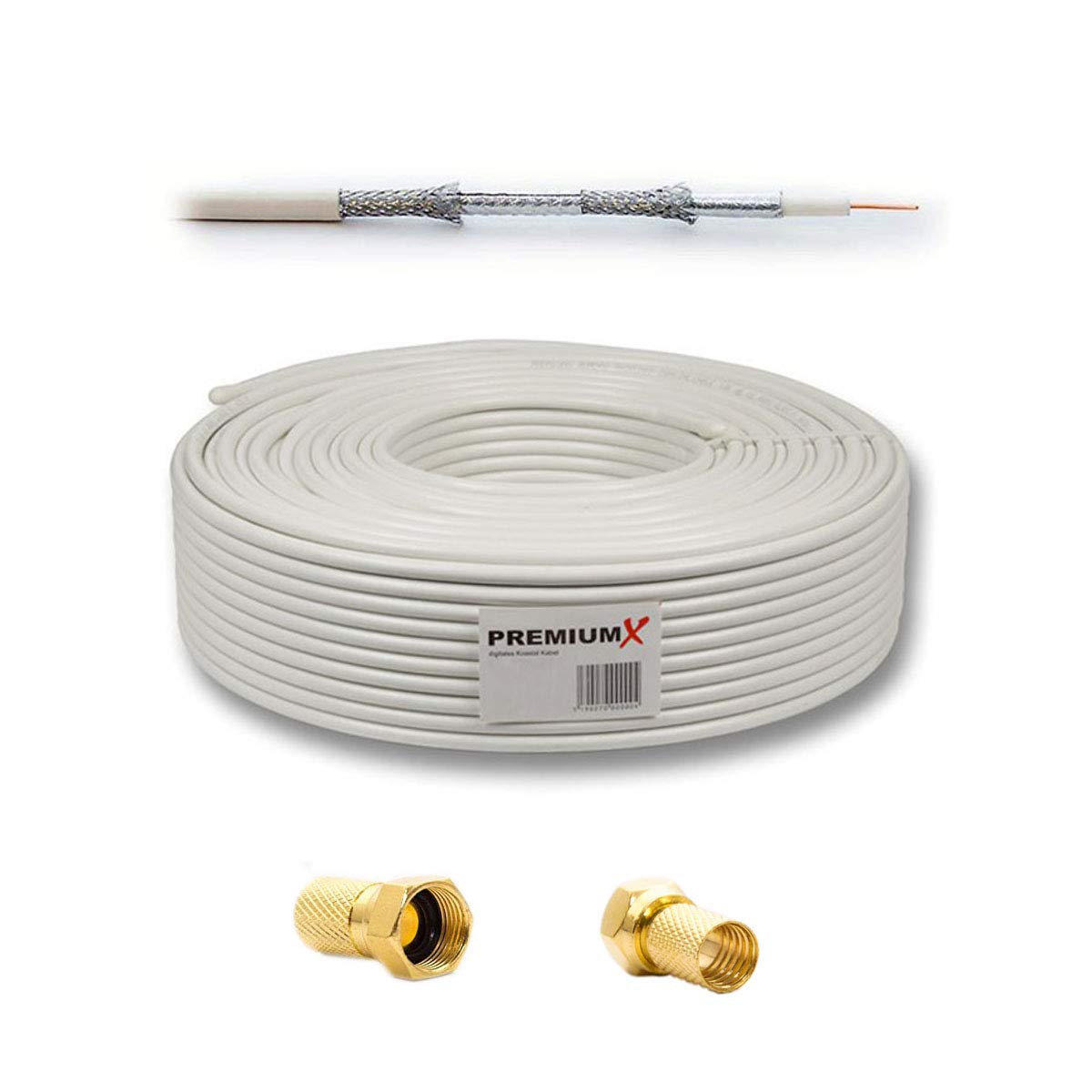 PremiumX Camping Satelliten-Komplettanlage 80cm Satellitenschüssel SAT Single LNB 10m Kabel F-Stecker Dreibein-Stativ