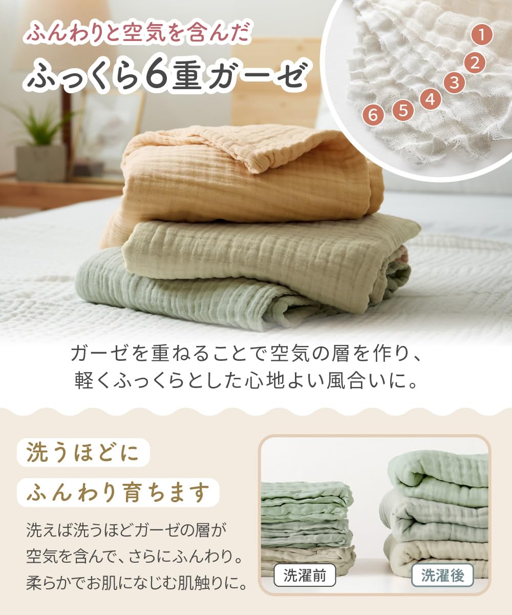 Amazon.co.jp: regalo 6重ガーゼ ベビーケット おくるみ ガーゼケット 