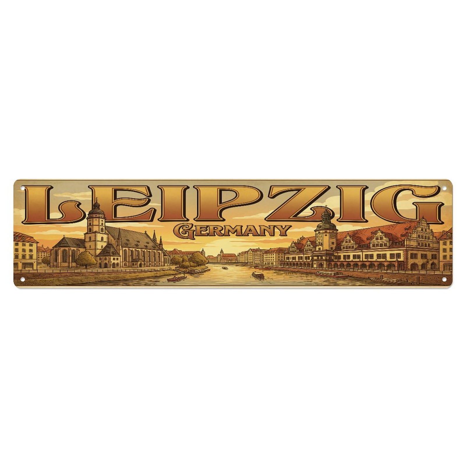 Tgrcjimh Style Metal Tin Sign Vintage Travel Germany Leipzig