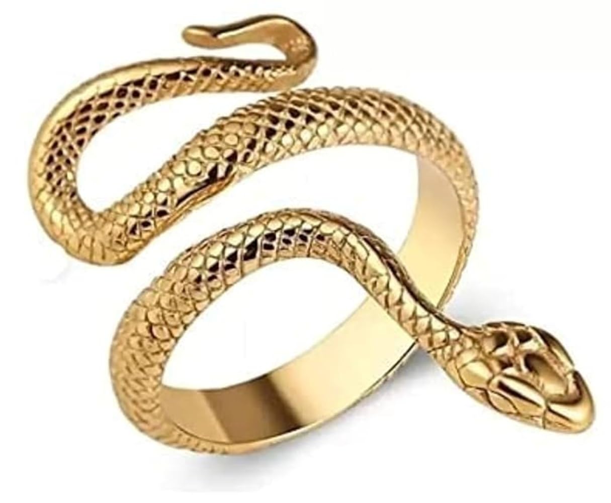 Snake Wrap Adjustable Ring for Men & Women Vintage Coiled Serpent Statement Ring Animal-Inspired Gothic Fashion Jewelry for Casual Wear-image-43