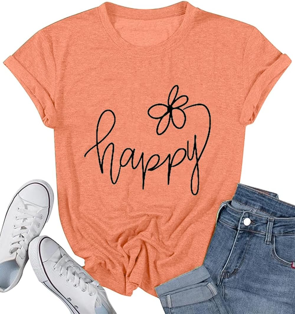 Women Choose Happy T Shirt Funny Cute Graphic Tee Blessed Tshirt Inspirational Short Sleeve Summer Casual Tops