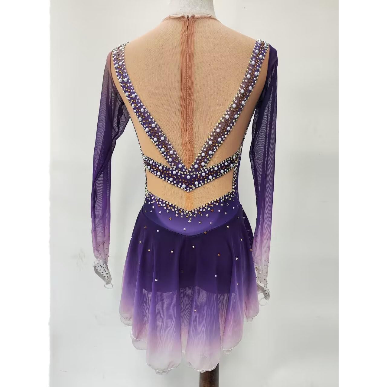 Eiskunstlauf Kleider Für Mädchen Rhythmische Sport Gymnastik Trikots Mit Farbverlauf Eiskunstlauf Wettkampfrock Winter Sport Kleidung Mit Glitzernden Strasssteinen