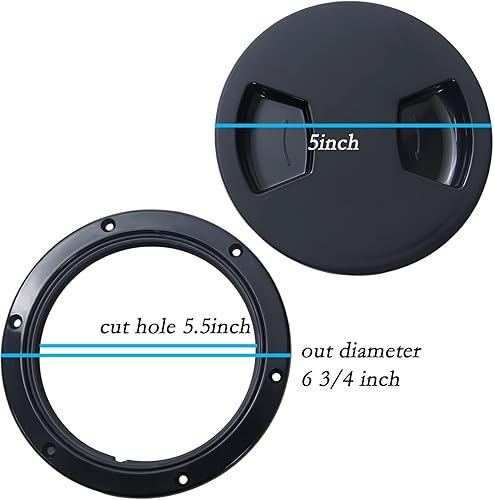 Miniatura 2 de JZLiner Barco Puerto de inspección de 5 pulgadas Sello de acceso de barco escotilla de kayak Plus RV Marine Tight Hole Tapa (negro)