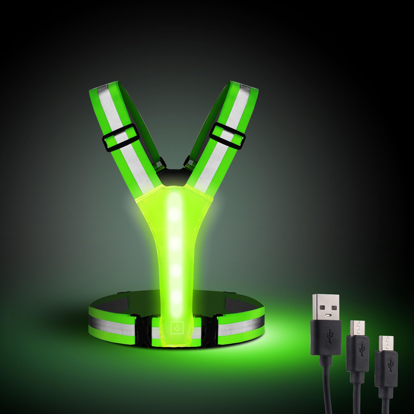 TodoxiLed Reflective Vest Safety Gear, Rechargeable Light Up Running Vest High Visibility at Night Adjustable Vest for Runners Riders Walkers Men Women