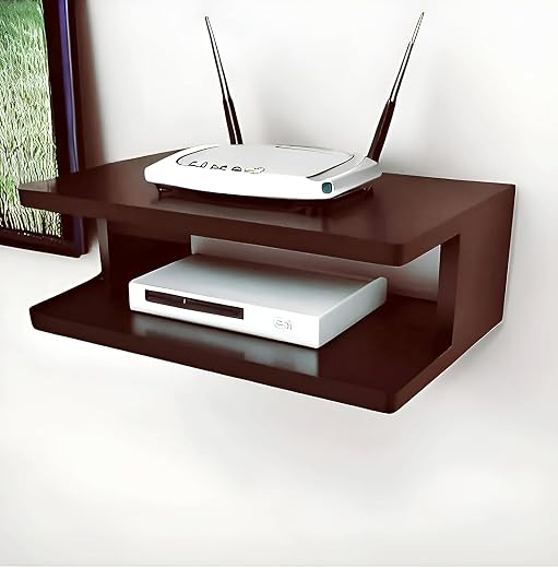 Elcom Handicrafts Wall Mount WiFi Router Stand Floating Shelf for Set Top Box, Router &amp; Accessories Cable Management Rack ...