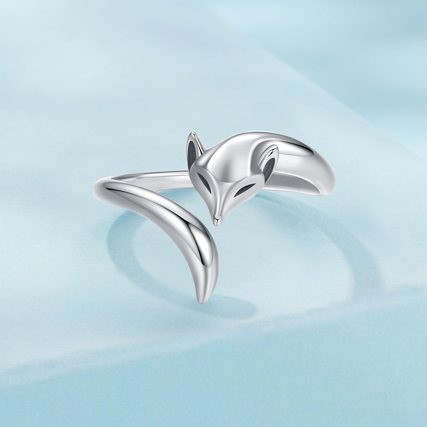 WOSTU Platinum Plated Dainty Fox Open Wrap Rings Multi-layer Snake Open Ring for Women Stacking Rings Fine Jewelry - Image 5