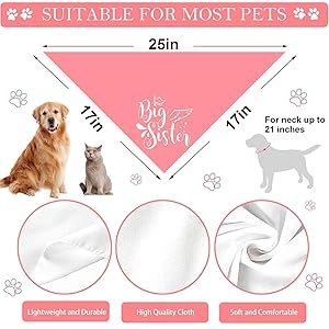 Big Sister Big Brother Dog Bandanas, Adjustable Double Sided Pet Bandana for Pregnancy Announcement, Triangle Scarf for Small Medium Large Dogs, Puppy Sibling Reveal Accessories 2 Pack