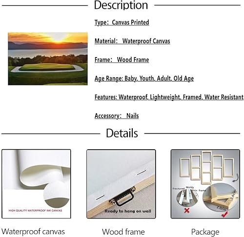 Vista 160 de chenchenArt Arte de pared de campo de golf de Estados Unidos, TPC, Sawgrass Golf Course, impresiones en lienzo, decoración de pared de golf para Rojo