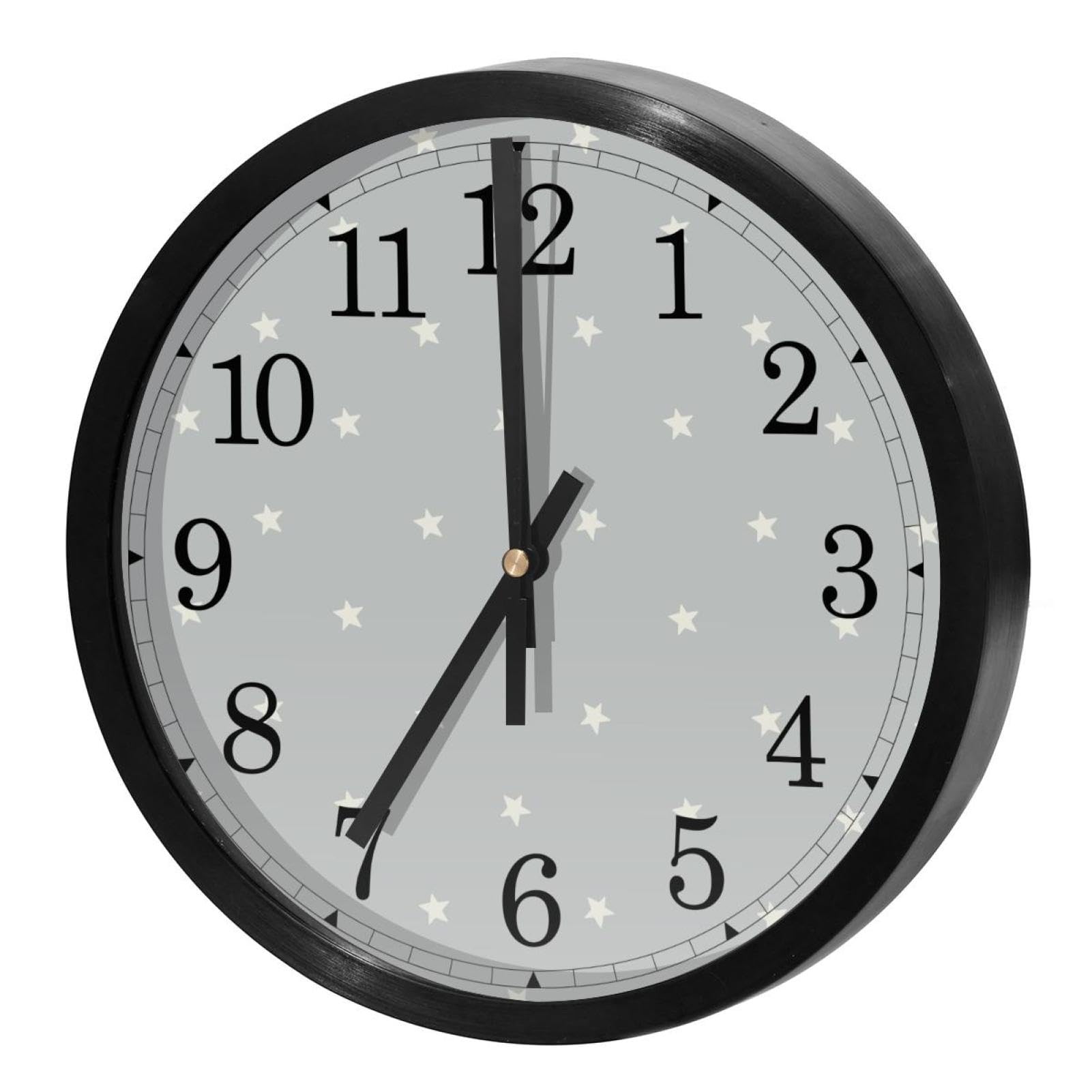 Horloge murale silencieuse pour un sommeil sans tic-tac : modèle quartz gris étoiles