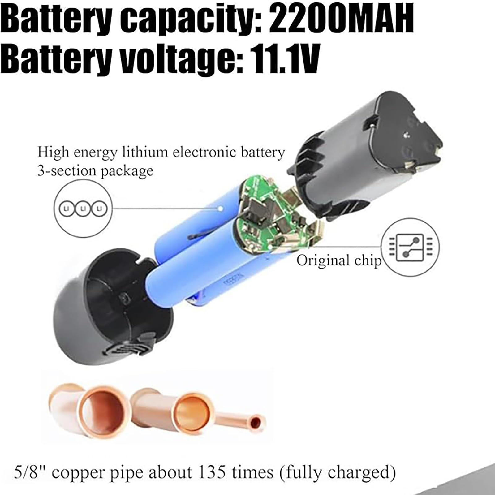 Kit de abocardador eléctrico inalámbrico, expansor de tuberías hidráulico eléctrico, 8 cabezales intercambiables, para reparación de sistemas de AIRE acondicionado y refrigeración.