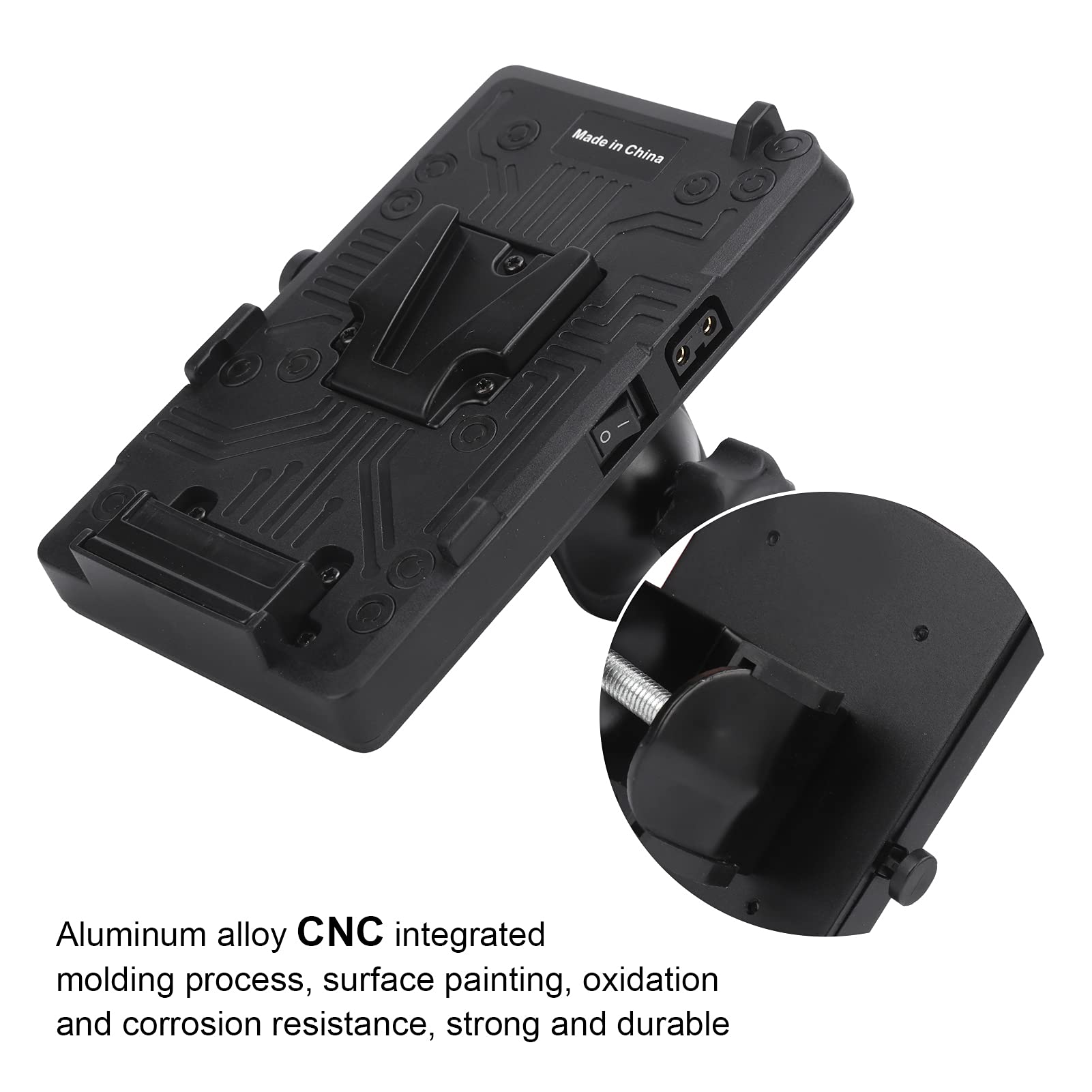 Adattatore Durevole con Piastra Batteria V‑Lock con Uscita D-Tap per Apparecchiature Fotografiche con Attacco V, Lega di Alluminio, Design Compatto, 1 unità