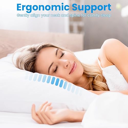 Miniatura 5 de Almohadas de cama para dormir, almohadas alternativas de plumón, blancas, relleno de microfibra, juego de almohadas King de 2,20 x 36 pulgadas,