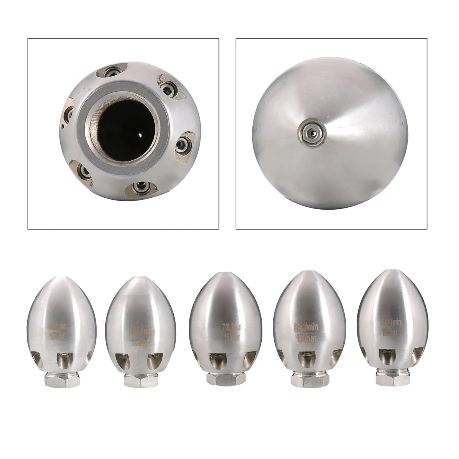 Ugello for getto fognario NPT da 1/2" e 3/8" - Connettore for lavaggio disintasamento ad alta pressione for tubo di scarico(80L)