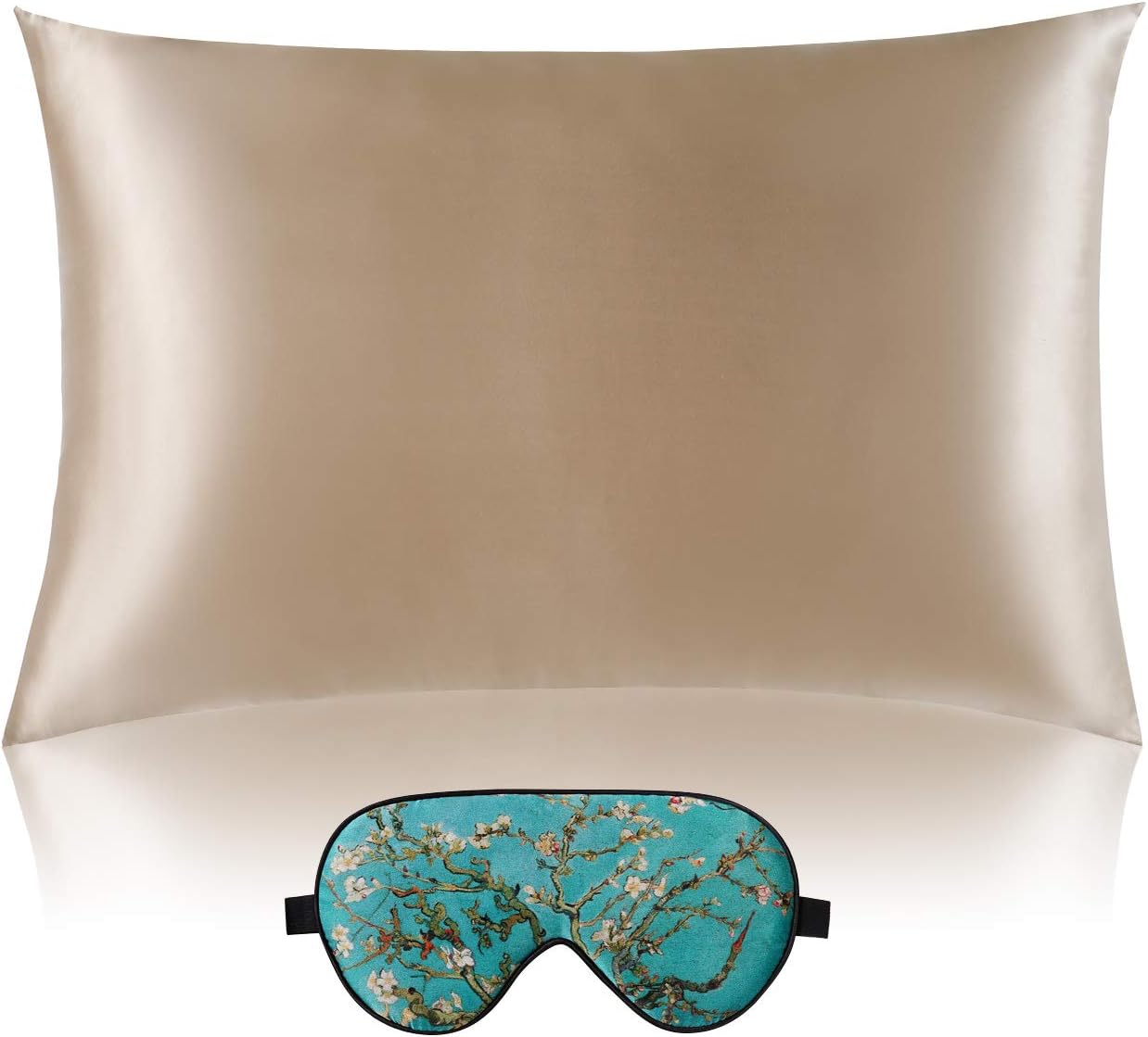 Vespersilk 100% Mulberry Silk Pillowcase & Eye Mask Set for Hair and Skin Health 19 Momme Grade 6A Organic Silk Both Sides