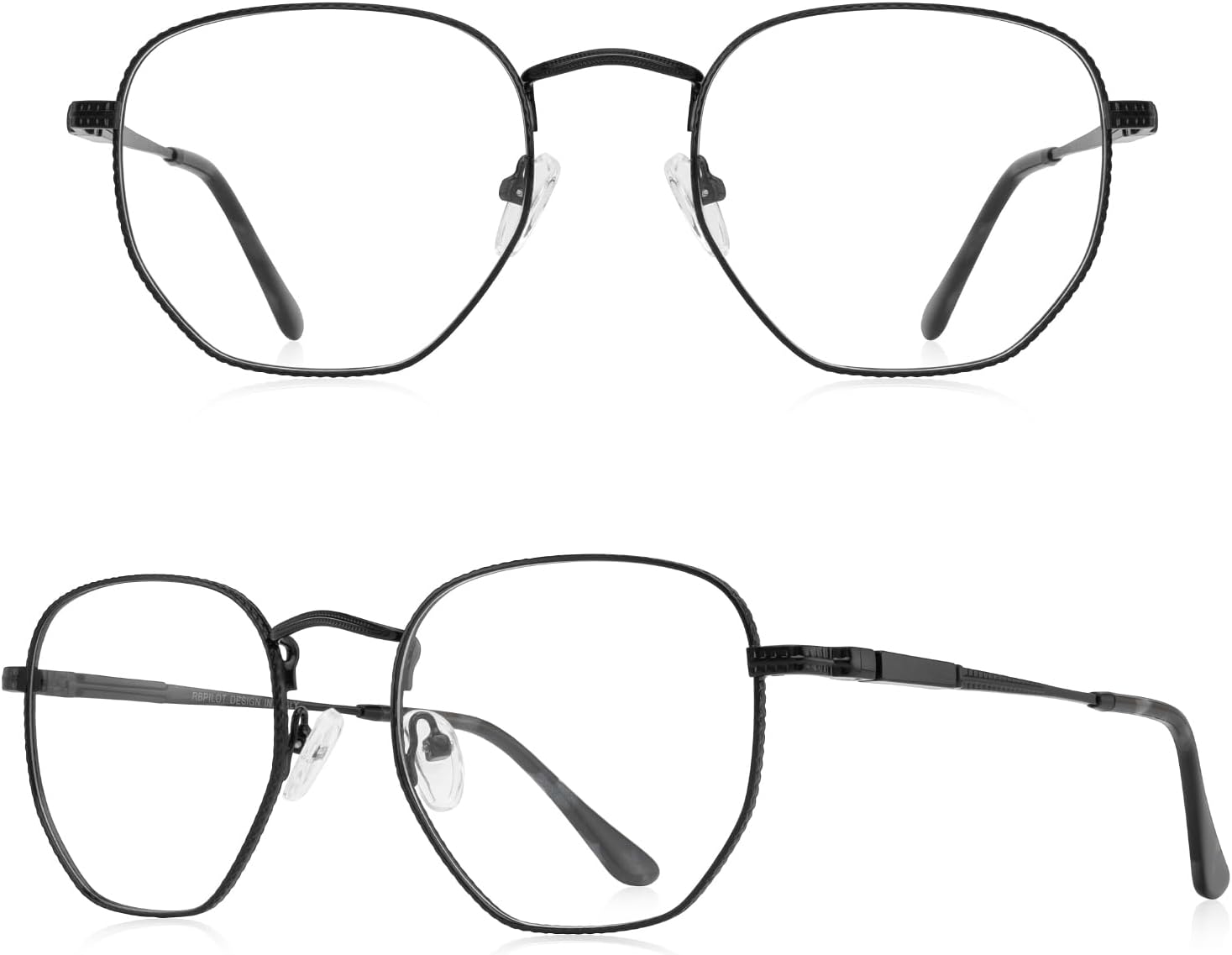 Classic Square Polygon Reading Glasses for Men Women Light Blocking Computer Readers Spring Hinge Metal Frame - Image 2