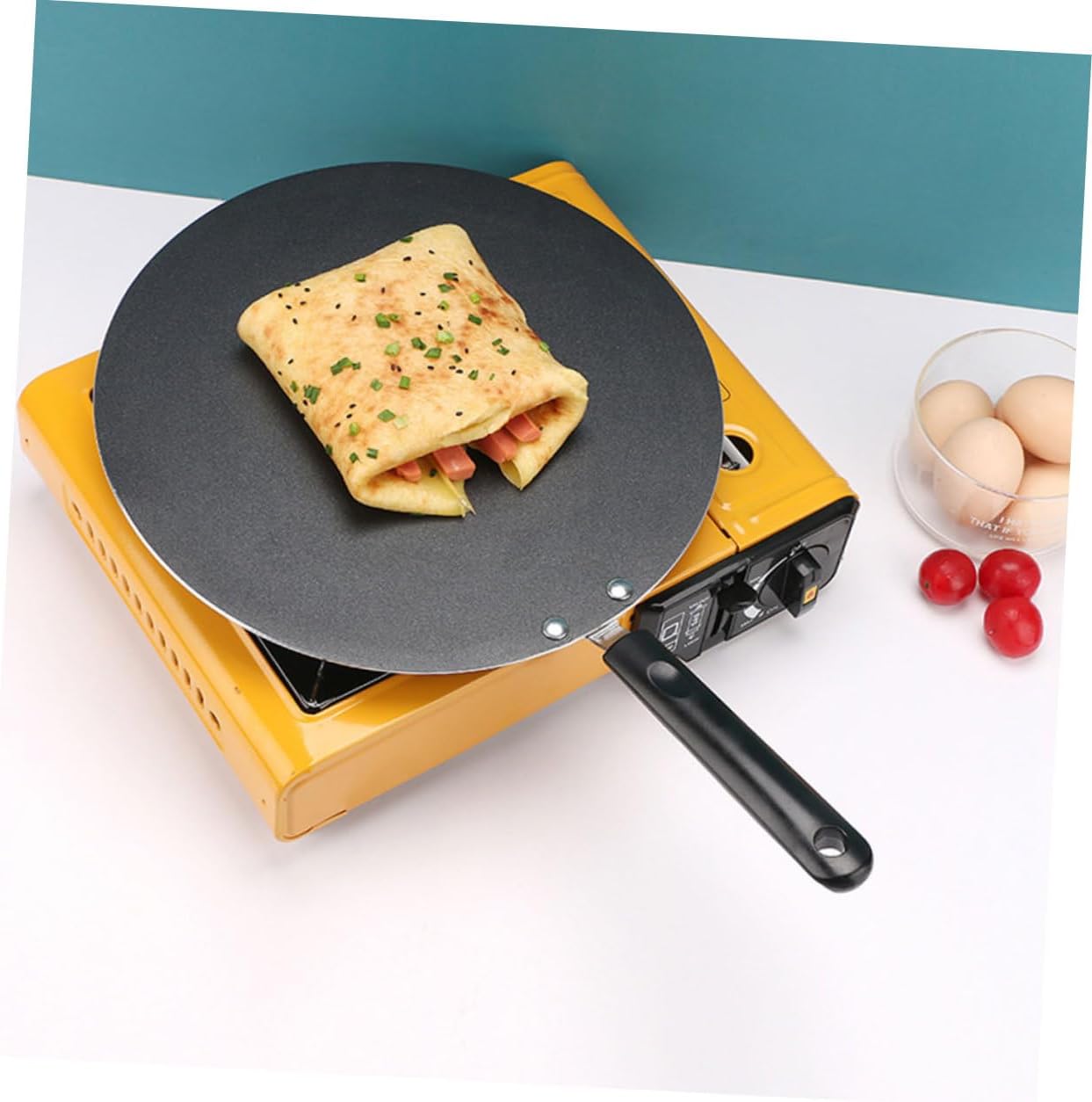 OUNONA 1Set Household Non Stick Frying Pan Flat Pancake Cooking Skillet with Spatula Lightweight and for Pancakes and Easy to Clean for Home Cooking