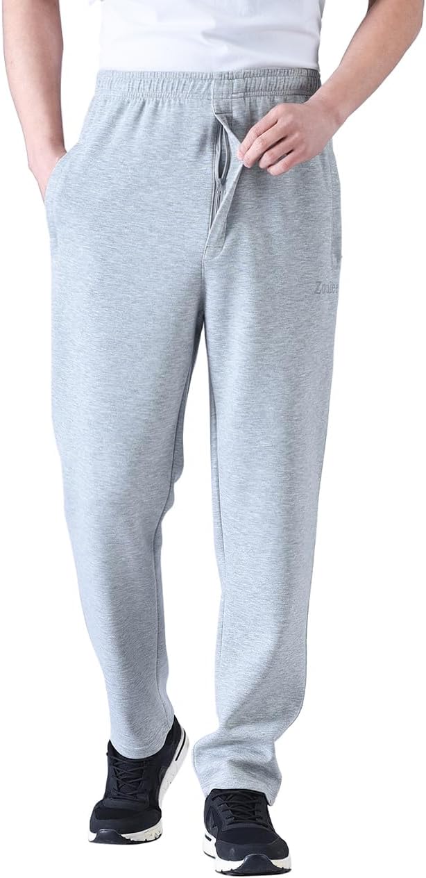 Zoulee New Men's Classic Drawstring-Waist Jogger Pants Sweatpants with Zipper Fly - Image 5