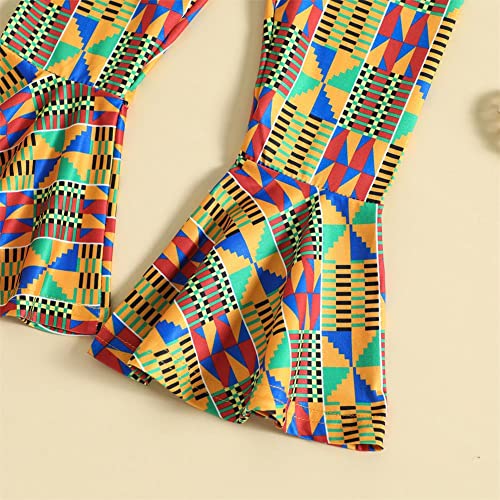 Gliglittr Toddler Girls African Dashiki Outfit Boho Bell Bottom Romper Baby One Piece Jumpsuit Summer Flare Pants Overalls(A,3-4T) #TOP5