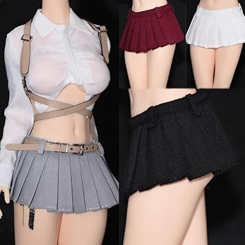 Fremego 1/6 Scale Female Clothes,Female White Shirt Miniskirt Short Dress Outfit Clothing for 12inch PH TBL JO UD Action Figure Body 1pc White Short Skirt