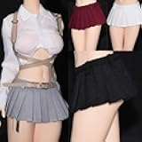 1/6 Scale Female Clothes,Female White Shirt Miniskirt Short Dress Outfit Clothing for 12inch PH TBL JO UD Action Figure Body (1pc Red Wine Short Skirt)