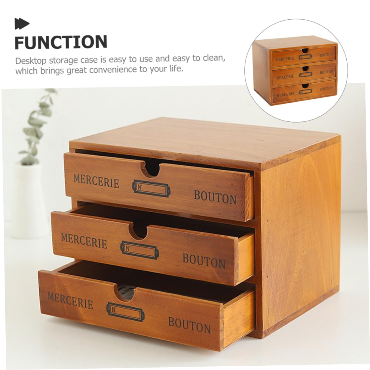 Armario De Almacenamiento De Madera Maciza Organizador Caja De Almacenamiento Para Escritorio Para Organizar Cosméticos y Artículos Varios Dormitorio o Baño