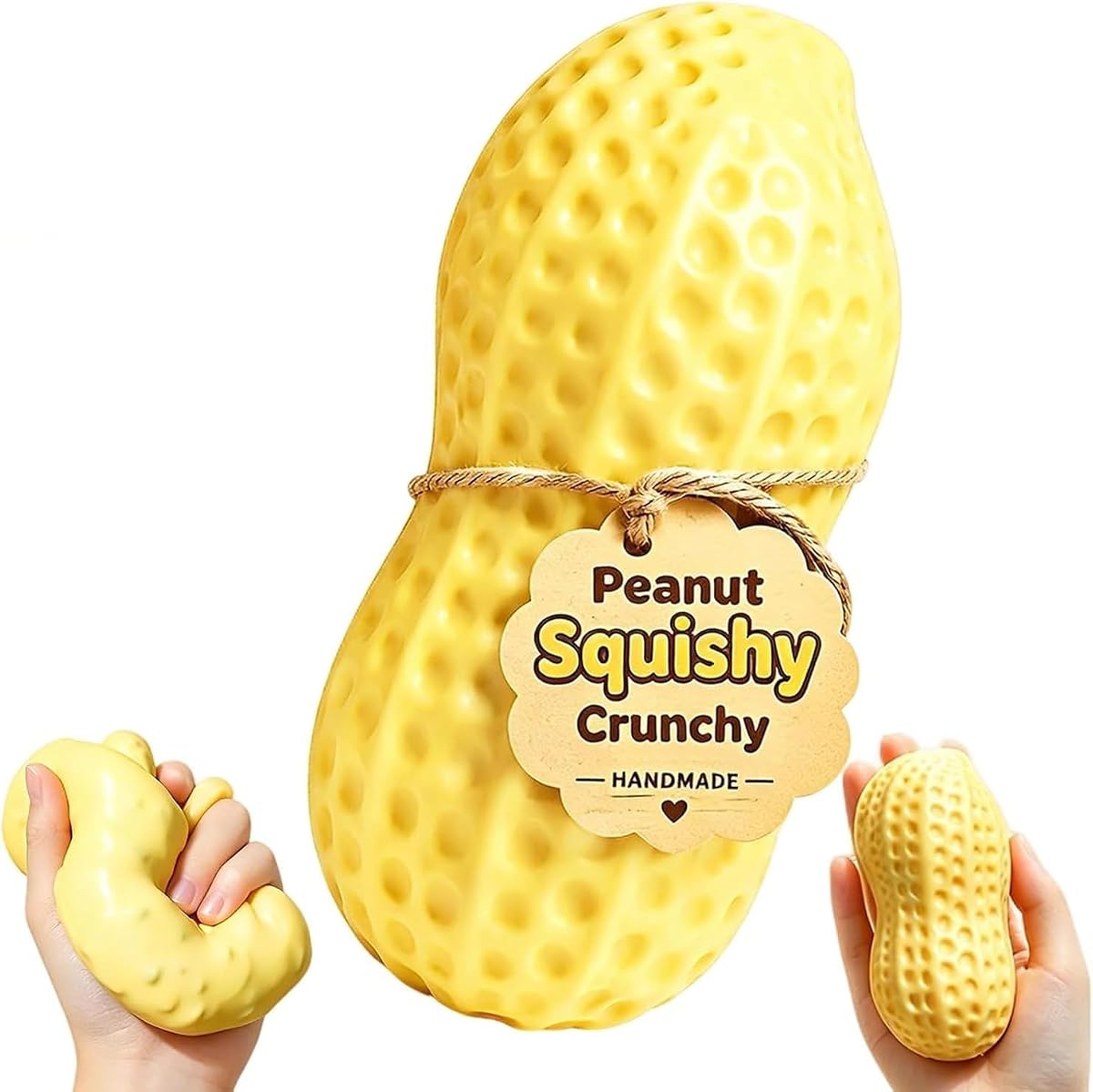 Crunchy Peanut Squishy,Slow Rising Sensory Fidget Squeeze Toy for Adults | Textured Peanut Squishy, Slow Rising Squishy Toys,Soft Stretchy Sensory Play, Stress Relief Desk Toy, Party Favor and Gift