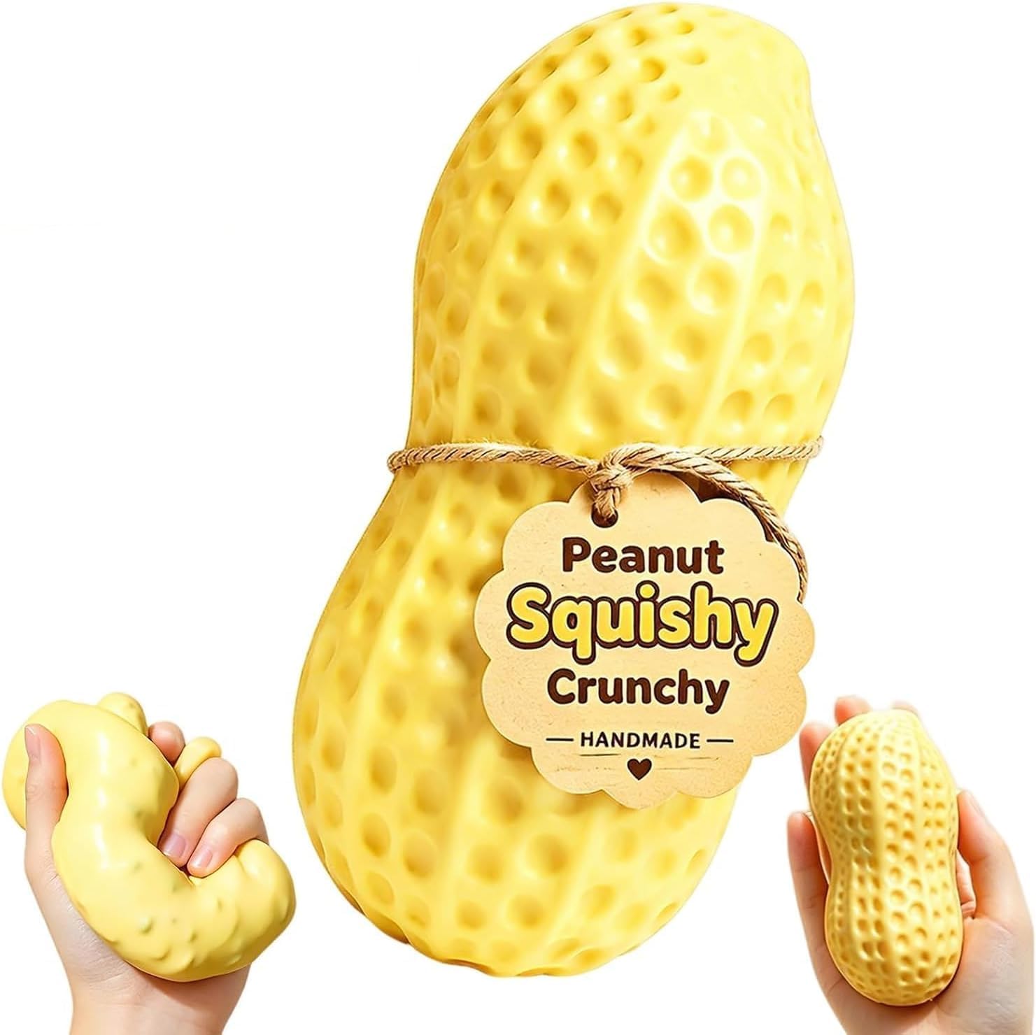 Crunchy Peanut Squishy,Slow Rising Sensory Fidget Squeeze Toy for Adults | Textured Peanut Squishy, Slow Rising Squishy Toys,Soft Stretchy Sensory Play, Stress Relief Desk Toy, Party Favor and Gift