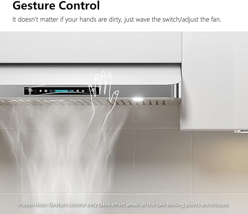 Miniatura 3 de IKTCH Campana extractora negra de 36 pulgadas, 900 CFM, campana de ventilación de cocina de acero inoxidable debajo del gabinete con detección de