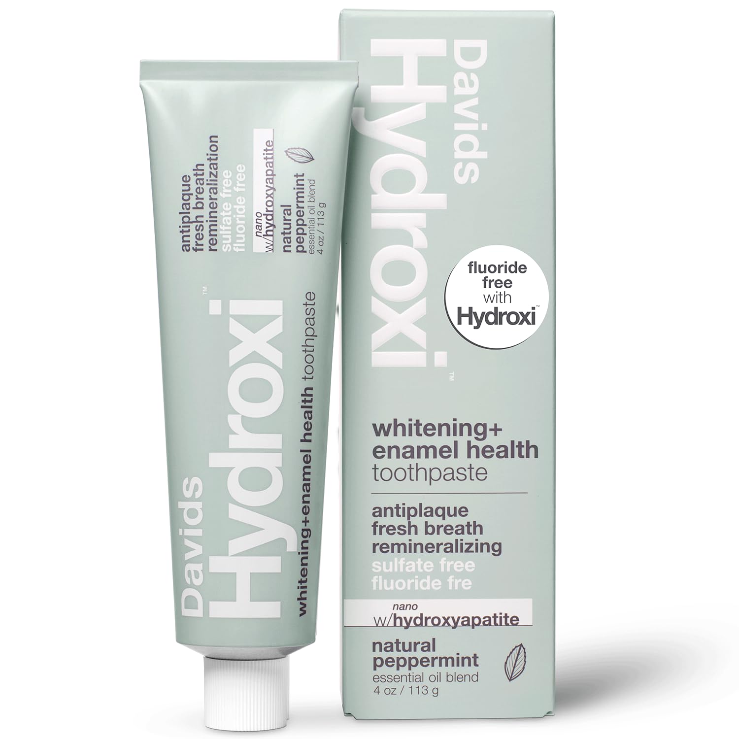 Davids Hydroxi Fluoride Free Nano Hydroxyapatite Whitening + Enamel Health Toothpaste, Antiplaque, Fresh Breath, Remineralizing, SLS Free, Natural