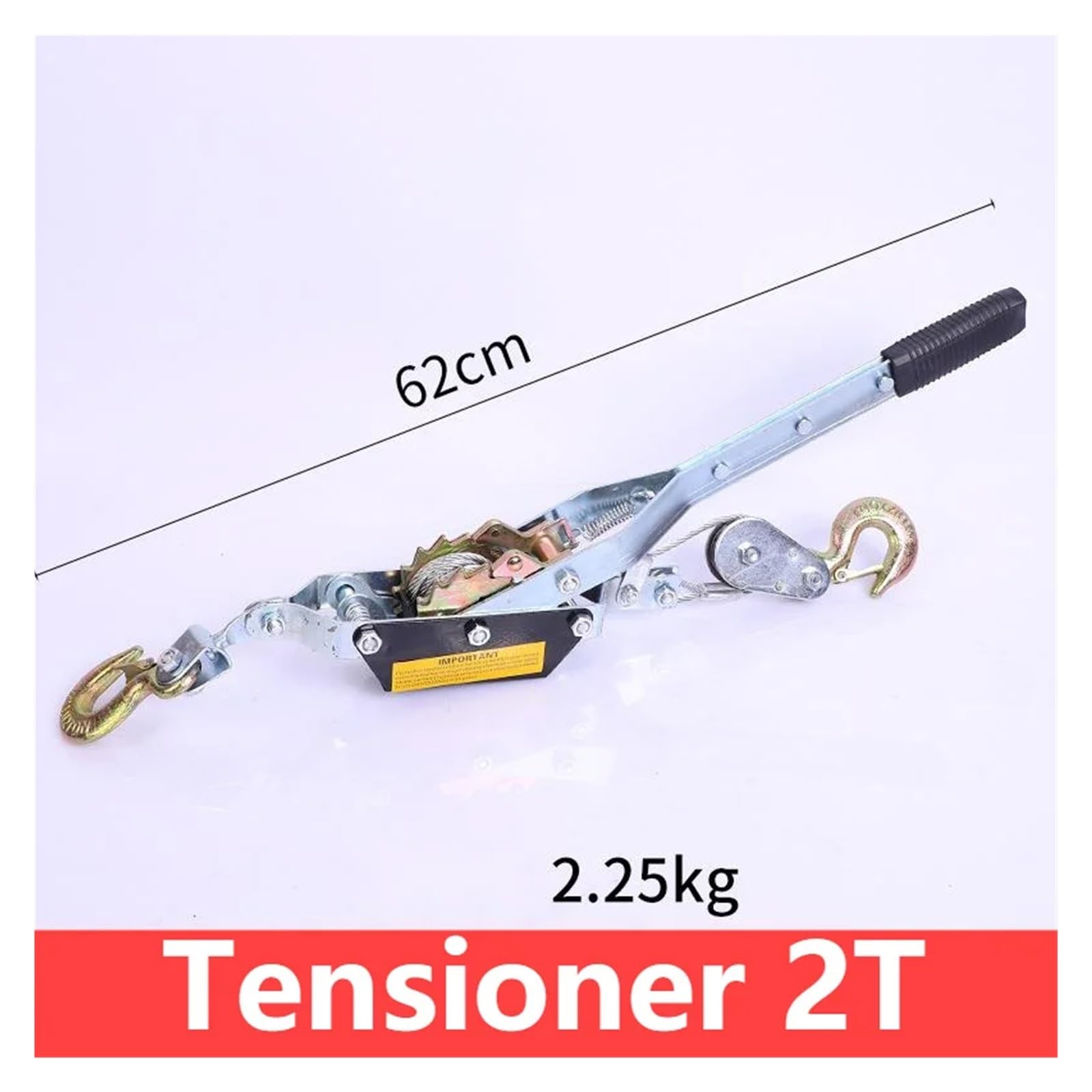 Tráiler de cable manual 2T, cabrestante de trinquete de 2 m con doble gancho, enganche de metal pesado para el transporte del automóvil, tensor de cable de soporte