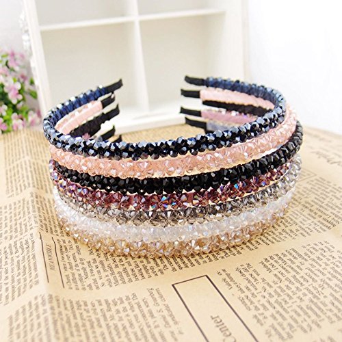 Casualfashion 6Pcs Bling Bling Double Rows Crystal Rhinestone Headband for Women Girls Thin Hair Hoop Fashion