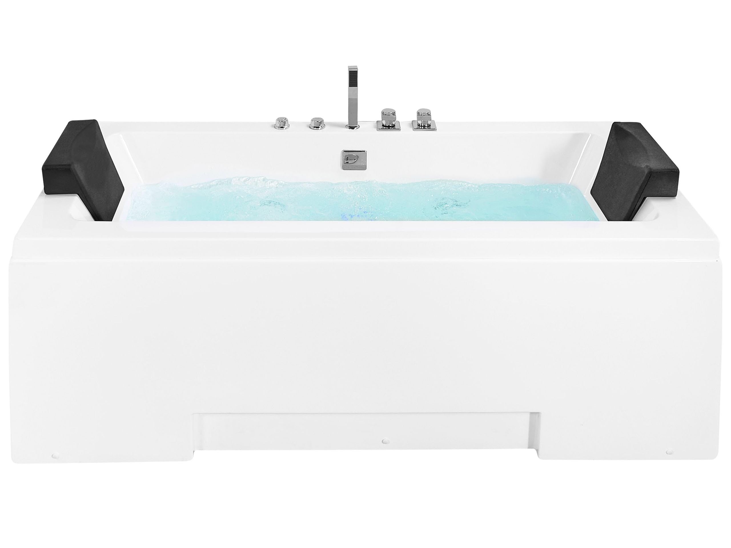 Bañera de hidromasaje de acrílico sanitario blanco y vidrio rectangular doble 157 x 85 cm con reposacabezas diseño moderno Galley