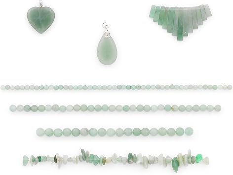 Expo International Green Aventurine Natural Gemstone Beads, Versatile Jewelry Making Supplies, Vibrant Gemstones, Value Pack of About 150 Beads and Pendants, Green