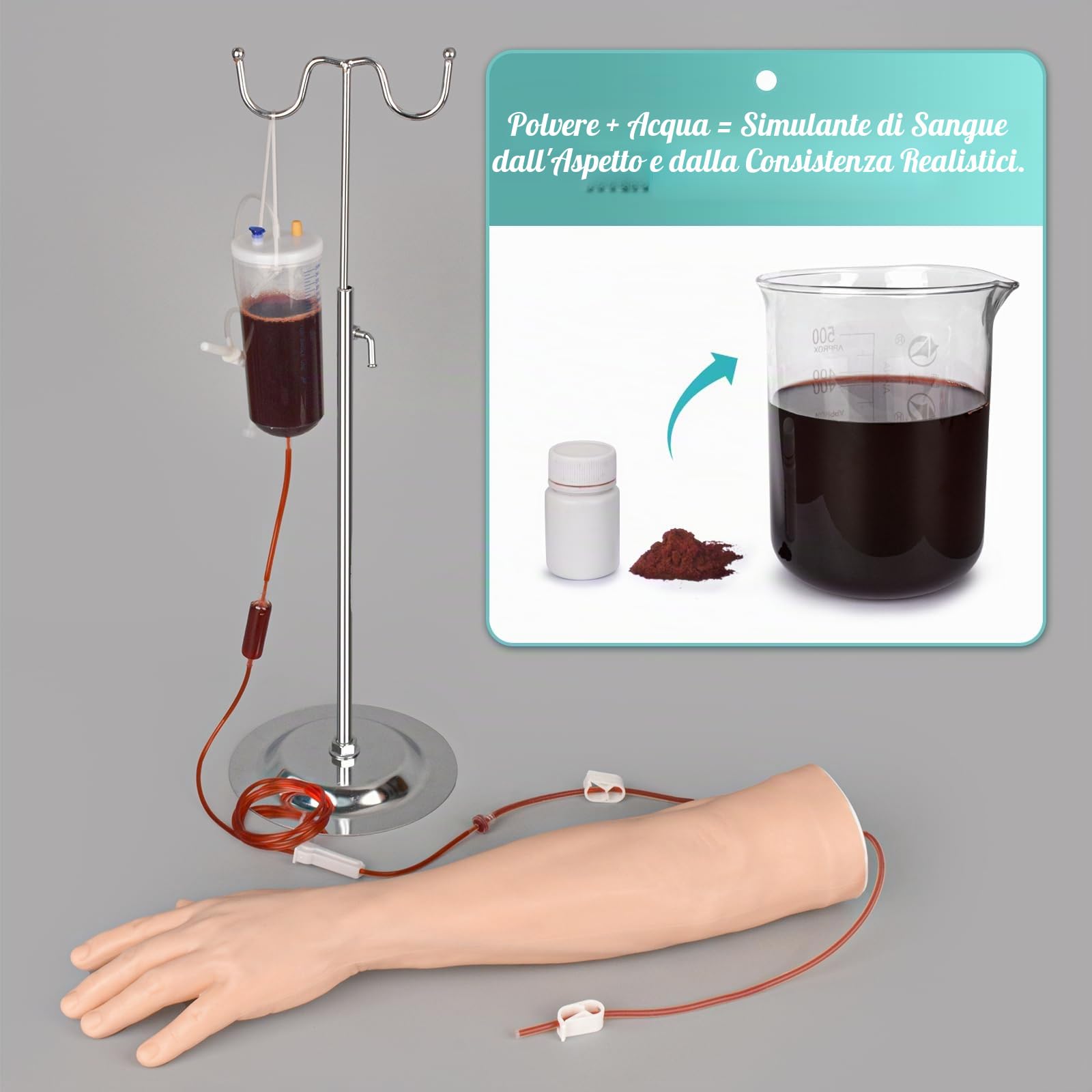 Kit per Pratica Endovenosa con Braccio per Studenti Infermieristici, Kit per Pratica di Flebotomia Senza Lattice con Custodia Portatile (Solo per uso Didattico)