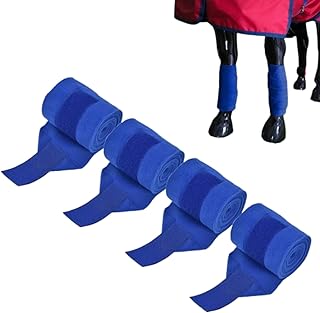 Lot de 4 Bandes de Protection pour Pattes de Cheval, Bandes de Protection Cheval,Bandages de Protection pour Queue de Cheval, Bandages pour Jambes de Cheval, Polo, Attaches en Cerceau et Boucle
